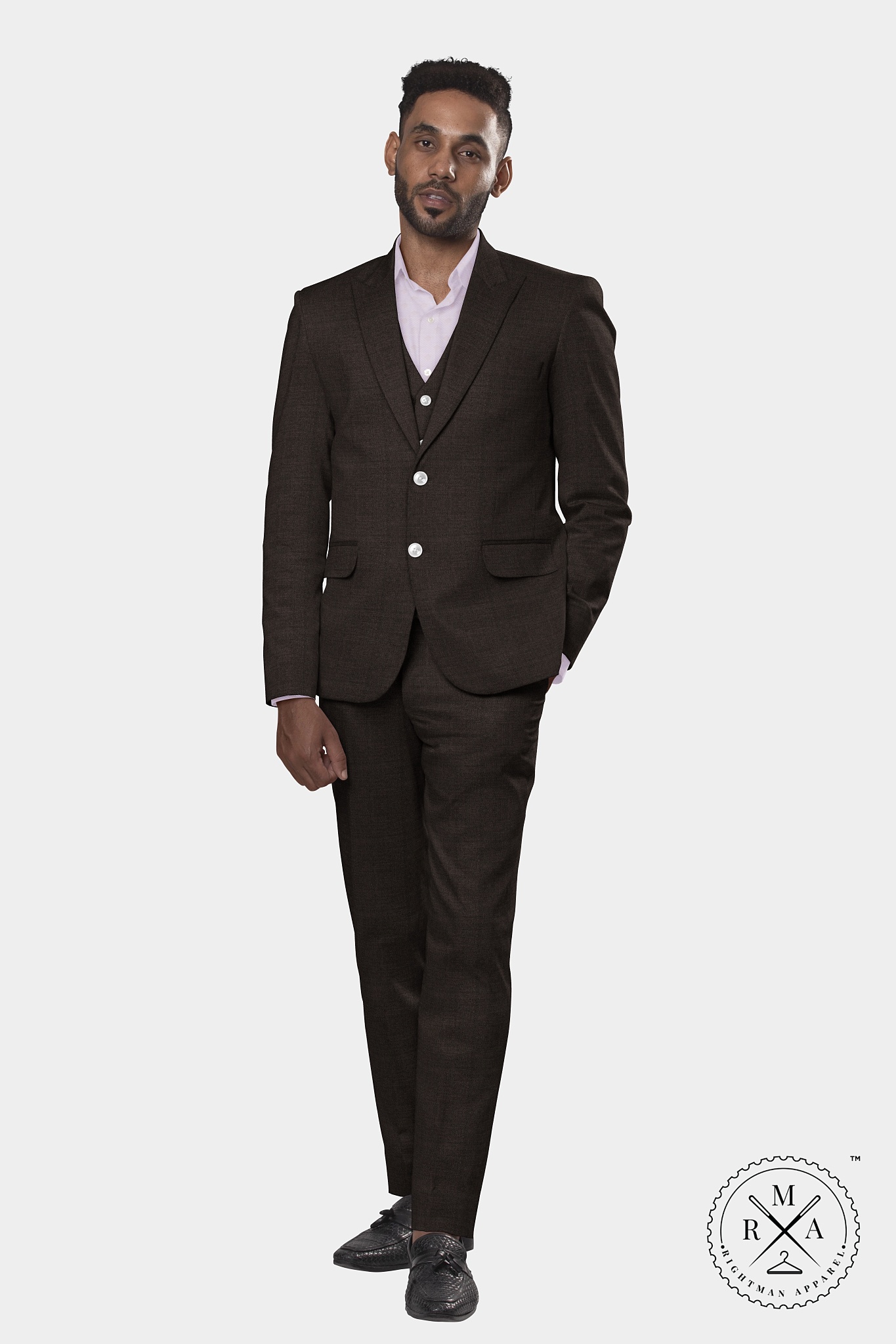 Jet Black Textures Three Piece Suit SU346